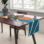 Teal Orange Abstract Leaves Modern Art Table Runner Gallery Image 2