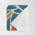 Teal Orange Abstract Leaves Modern Art Throw Blanket Gallery Image 3