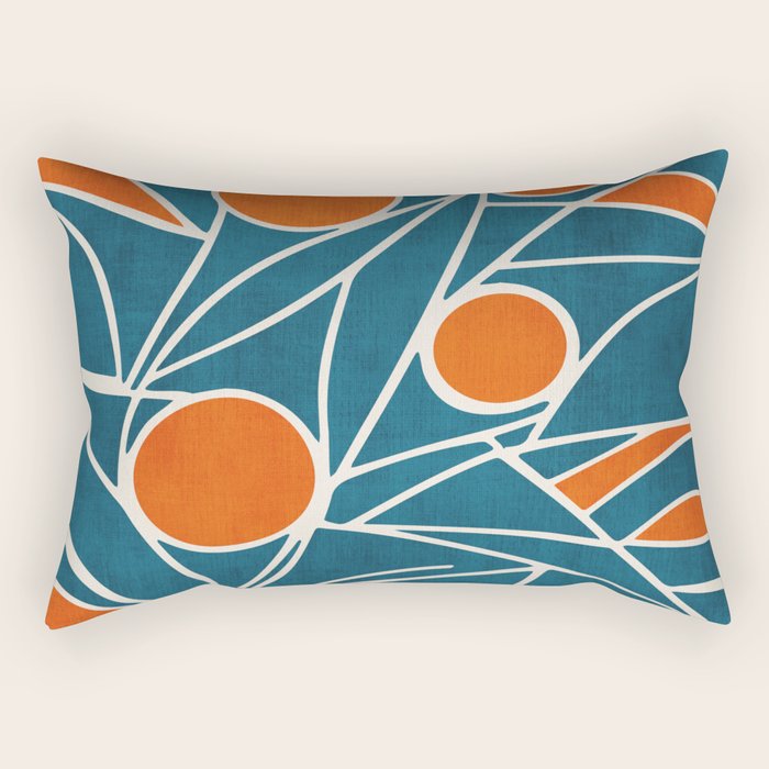 Teal Orange Abstract Leaves Modern Art Rectangular Pillow Gallery Image 2