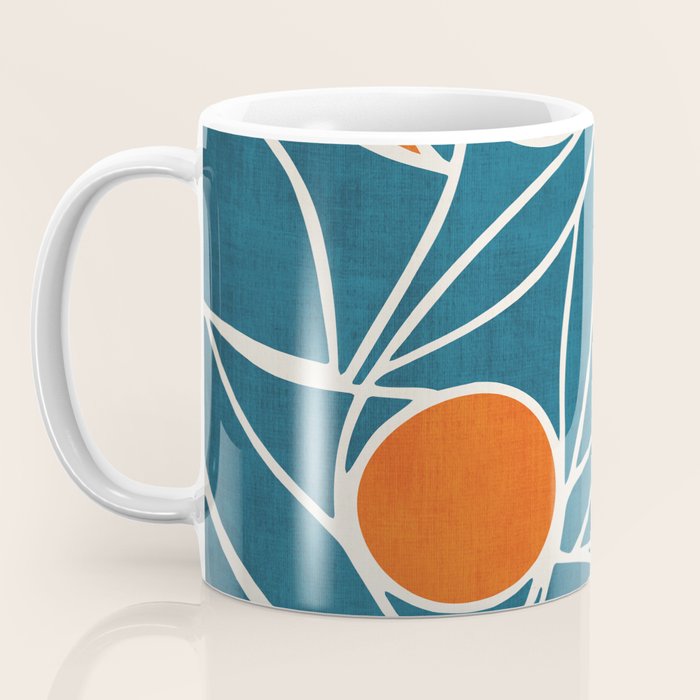 Teal Orange Abstract Leaves Modern Art Coffee Mug Gallery Image 3