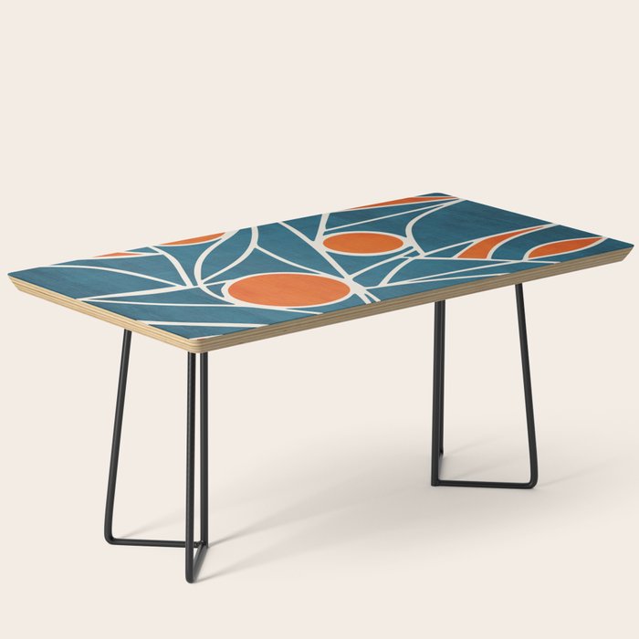 Teal Orange Abstract Leaves Modern Art Coffee Table Gallery Image 1