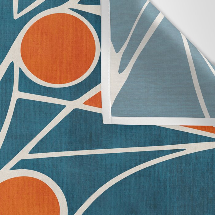 Teal Orange Abstract Leaves Modern Art Wall Tapestry Gallery Image 3