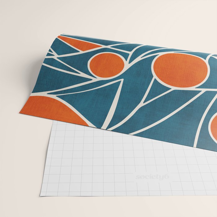 Teal Orange Abstract Leaves Modern Art Wrapping Paper Gallery Image 2