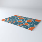 Teal Orange Abstract Leaves Modern Art Rug Gallery Image 3