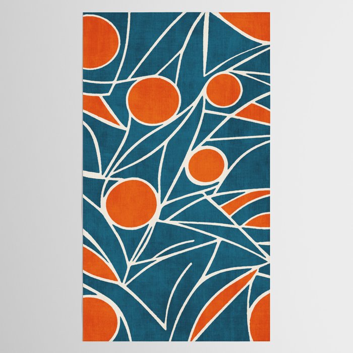 Teal Orange Abstract Leaves Modern Art Tablecloth Gallery Image 2