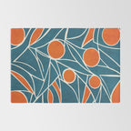 Teal Orange Abstract Leaves Modern Art Rug Gallery Image 2