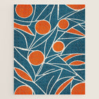 Teal Orange Abstract Leaves Modern Art Jigsaw Puzzle Gallery Image 1
