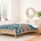 Teal Orange Abstract Leaves Modern Art Duvet Cover Gallery Image 2