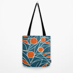 Teal Orange Abstract Leaves Modern Art Tote Bag Gallery Image 2