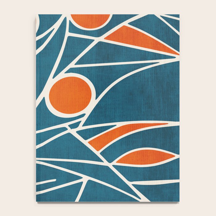Teal Orange Abstract Leaves Modern Art Notebook Gallery Image 4