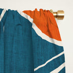 Teal Orange Abstract Leaves Modern Art Window Curtain Gallery Image 2