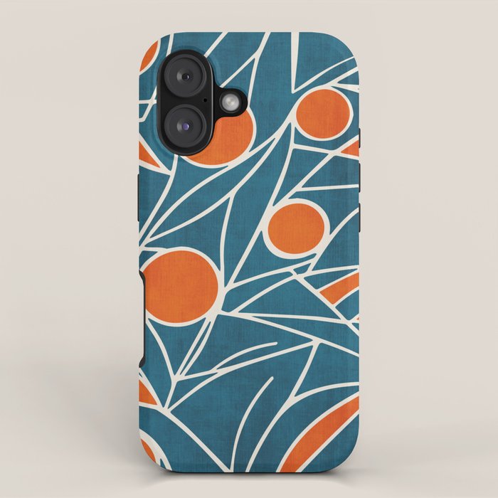 Teal Orange Abstract Leaves Modern Art iPhone Case Gallery Image 1