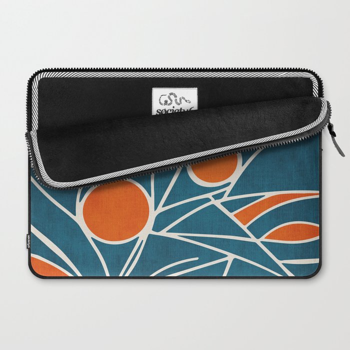 Teal Orange Abstract Leaves Modern Art Laptop Sleeve Gallery Image 2