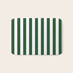 Large Forest Green and White Rustic Vertical Beach Stripes Bath Mat Gallery Image 1