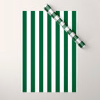 Large Forest Green and White Rustic Vertical Beach Stripes Wrapping Paper Gallery Image 1