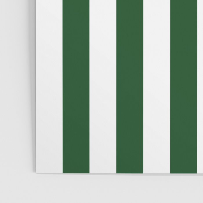 Large Forest Green and White Rustic Vertical Beach Stripes Poster Gallery Image 3