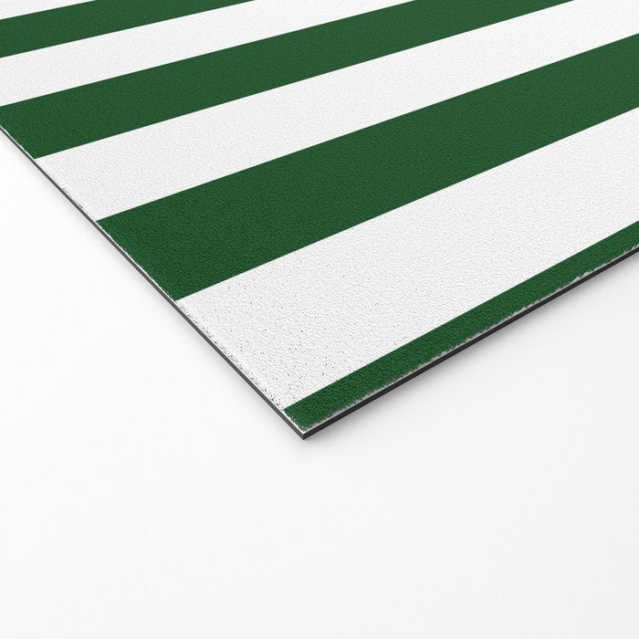 Large Forest Green and White Rustic Vertical Beach Stripes Welcome Mat Gallery Image 2