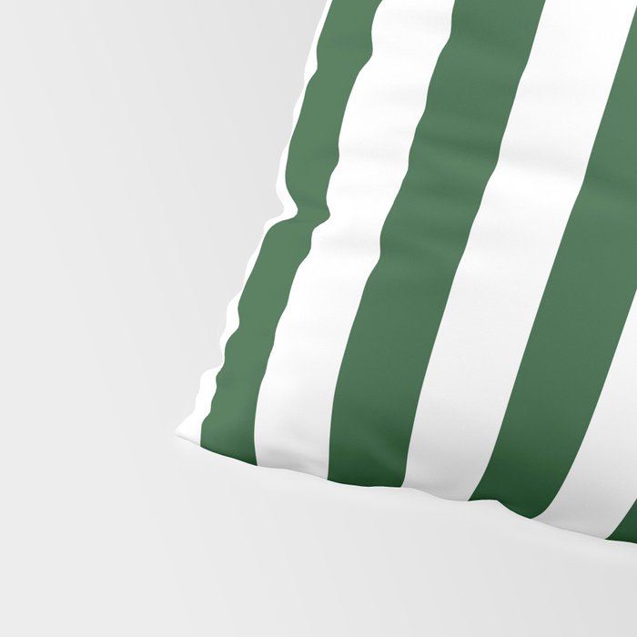 Large Forest Green and White Rustic Vertical Beach Stripes Pillow Sham Gallery Image 4