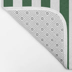 Large Forest Green and White Rustic Vertical Beach Stripes Bath Mat Gallery Image 2