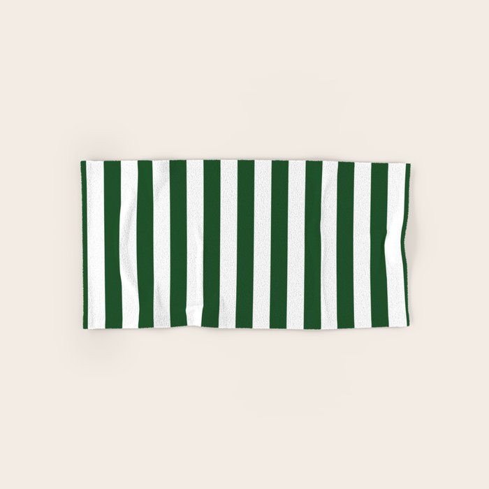Large Forest Green and White Rustic Vertical Beach Stripes Bath Towel Gallery Image 1