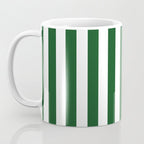 Large Forest Green and White Rustic Vertical Beach Stripes Coffee Mug Gallery Image 3