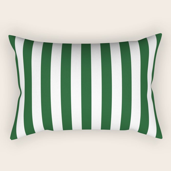 Large Forest Green and White Rustic Vertical Beach Stripes Rectangular Pillow Gallery Image 2
