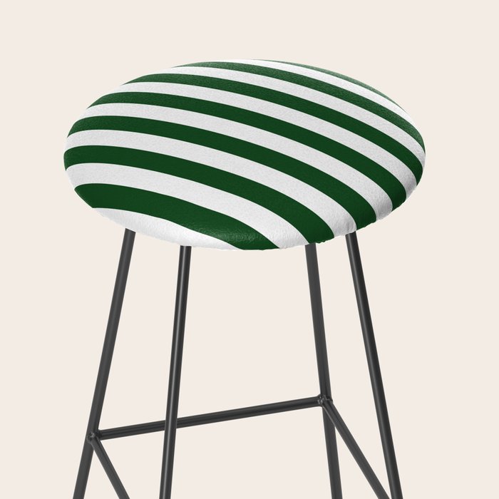 Large Forest Green and White Rustic Vertical Beach Stripes Stool Gallery Image 2