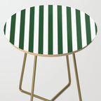 Large Forest Green and White Rustic Vertical Beach Stripes Side Table Gallery Image 2