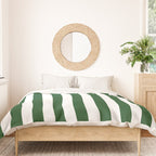 Large Forest Green and White Rustic Vertical Beach Stripes Duvet Cover Gallery Image 3