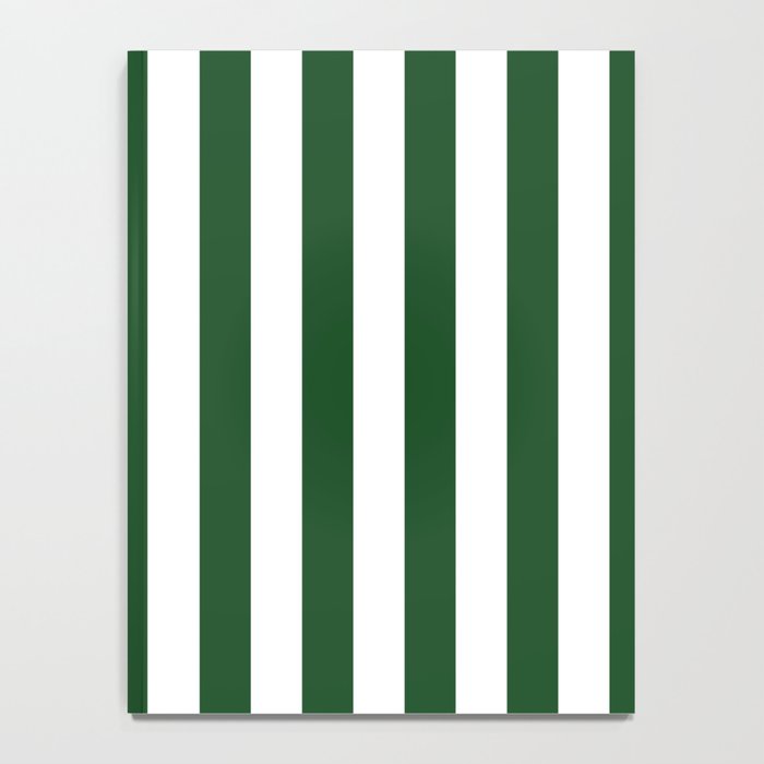 Large Forest Green and White Rustic Vertical Beach Stripes Notebook Gallery Image 4
