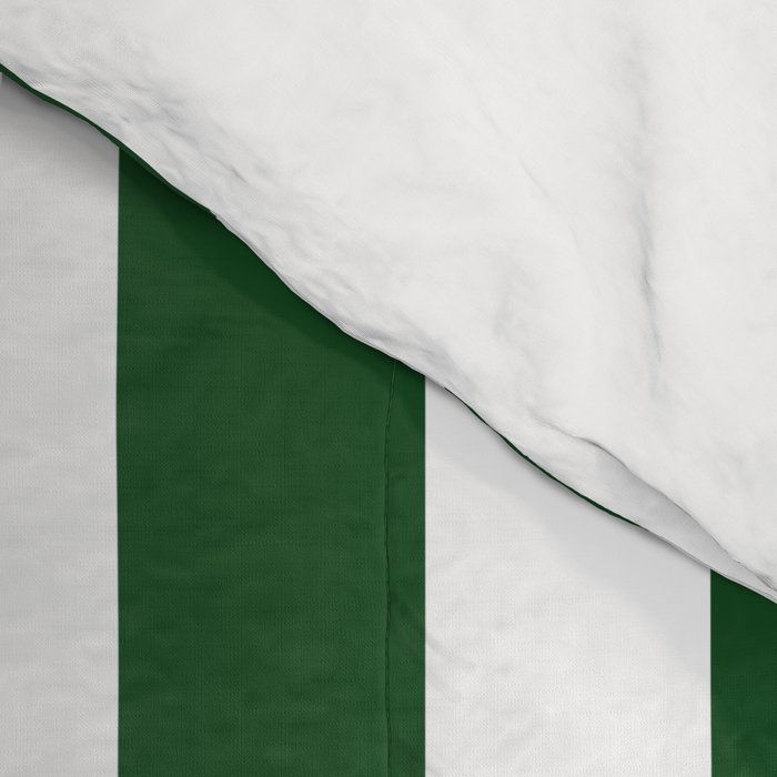 Large Forest Green and White Rustic Vertical Beach Stripes Comforter Gallery Image 4
