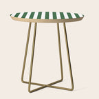 Large Forest Green and White Rustic Vertical Beach Stripes Side Table Gallery Image 1