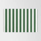 Large Forest Green and White Rustic Vertical Beach Stripes Rug Gallery Image 2