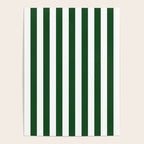 Large Forest Green and White Rustic Vertical Beach Stripes Poster Gallery Image 4