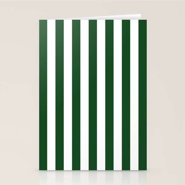 Large Forest Green and White Rustic Vertical Beach Stripes Stationery Card Gallery Image 2