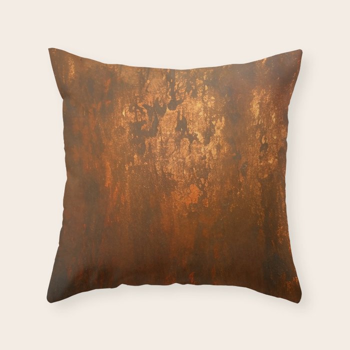 Earthy Rust Copper and Bronze Japandi Art Throw Pillow Gallery Image 1