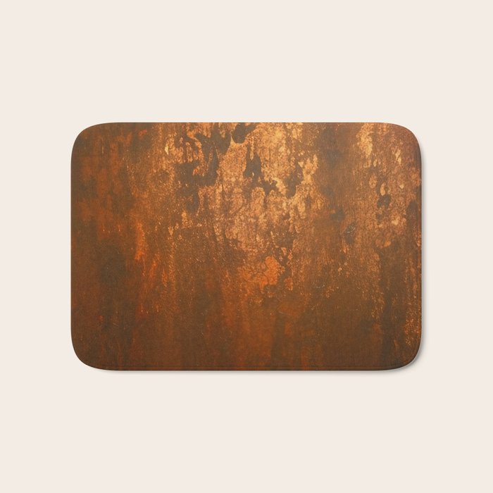 Earthy Rust Copper and Bronze Japandi Art Bath Mat Gallery Image 1