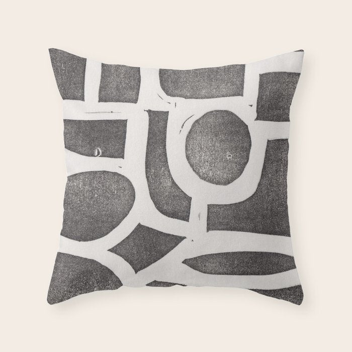 Linocut Abstract #2 Throw Pillow Gallery Image 6