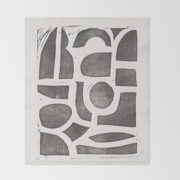 Linocut Abstract #2 Throw Blanket Gallery Image 2