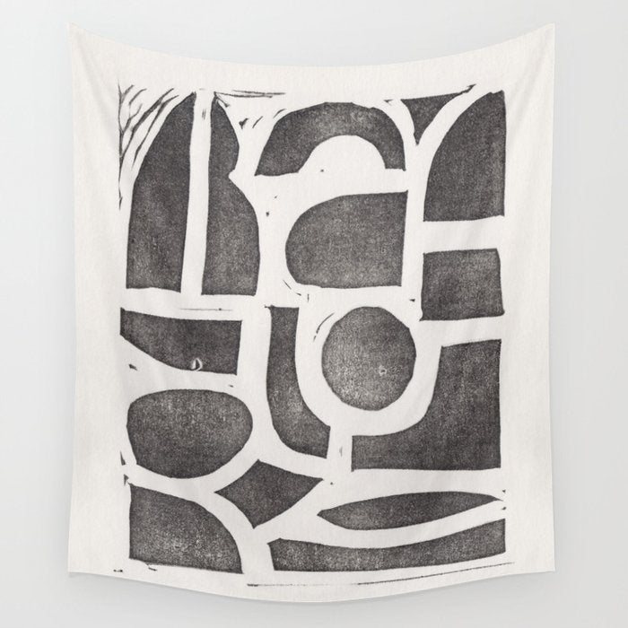 Linocut Abstract #2 Wall Tapestry Gallery Image 1