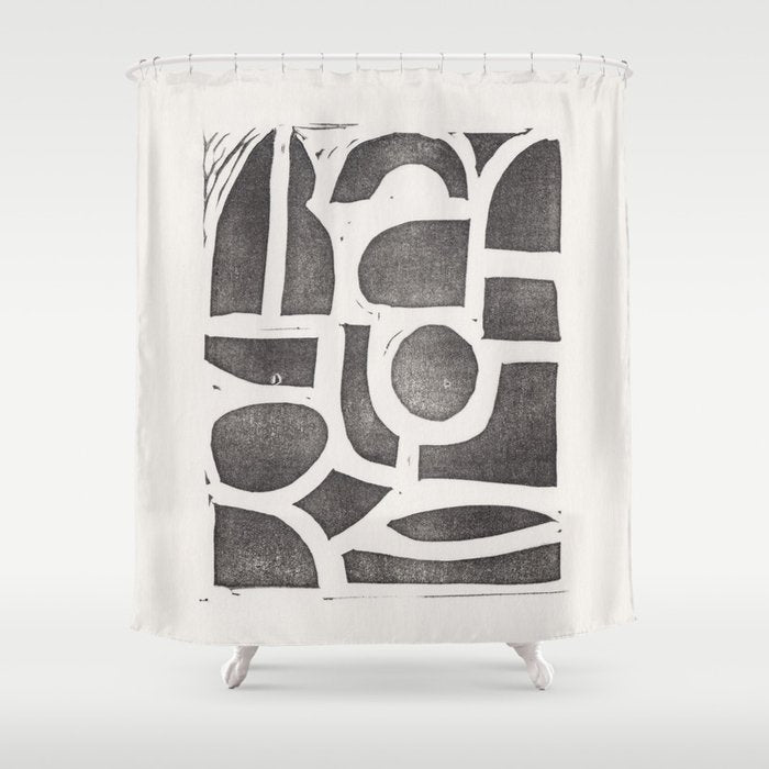 Linocut Abstract #2 Shower Curtain Gallery Image 1
