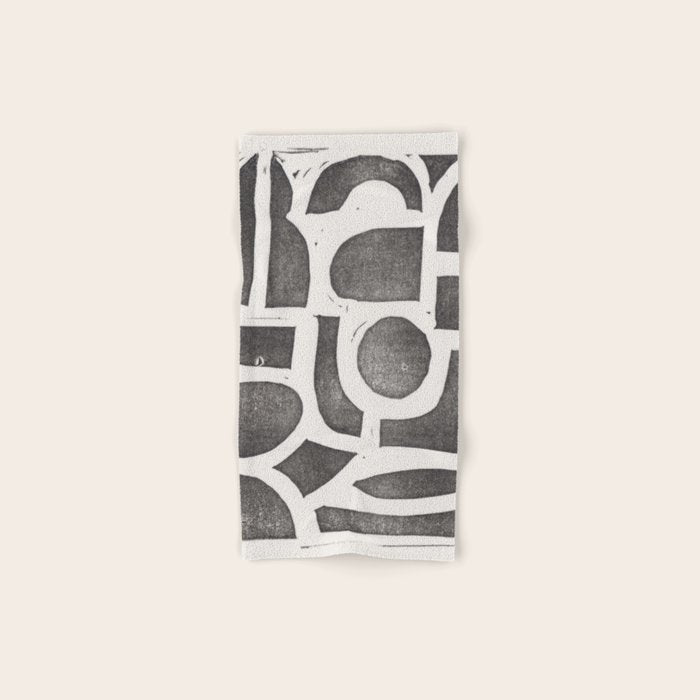 Linocut Abstract #2 Bath Towel Gallery Image 1
