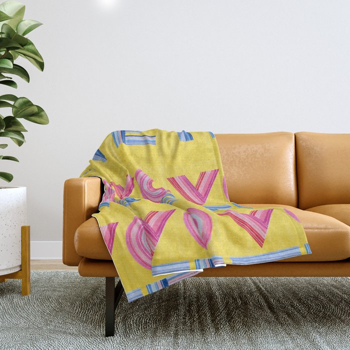 Vote Hand Lettering on Yellow Watercolor Background Throw Blanket Gallery Image 1