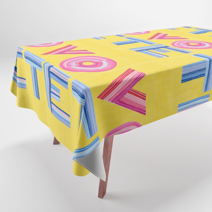 Vote Hand Lettering on Yellow Watercolor Background Tablecloth Gallery Image 1