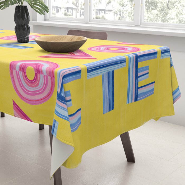 Vote Hand Lettering on Yellow Watercolor Background Tablecloth Gallery Image 3