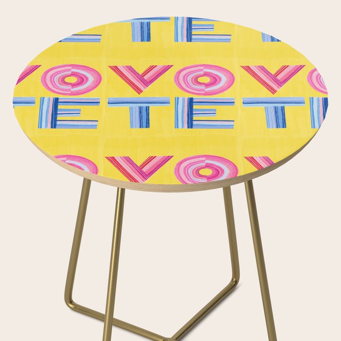 Vote Hand Lettering on Yellow Watercolor Background Side Table Gallery Image 2