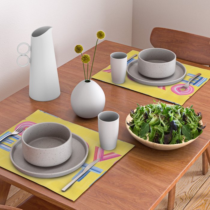 Vote Hand Lettering on Yellow Watercolor Background Placemat Gallery Image 2