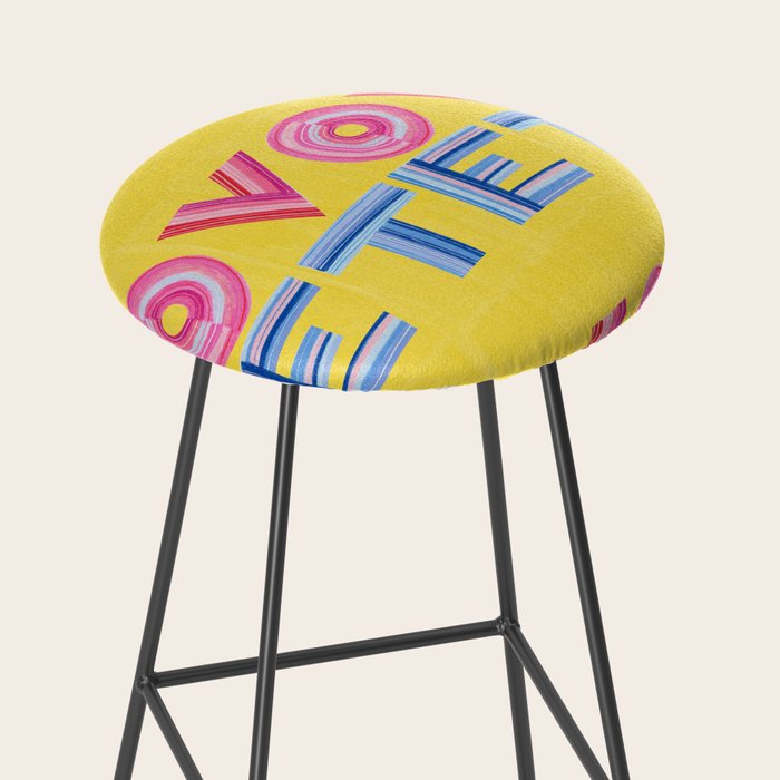 Vote Hand Lettering on Yellow Watercolor Background Stool Gallery Image 2