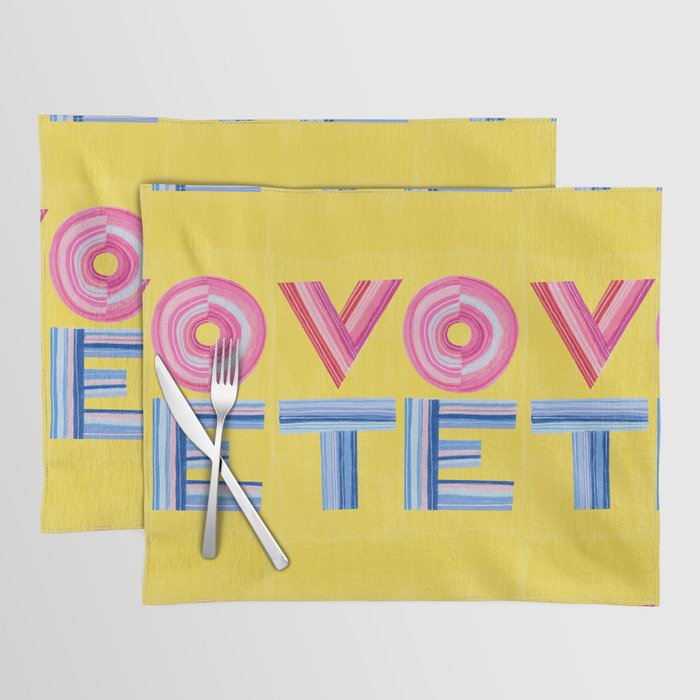 Vote Hand Lettering on Yellow Watercolor Background Placemat Gallery Image 1