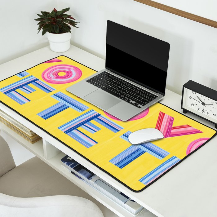 Vote Hand Lettering on Yellow Watercolor Background Desk Mat Gallery Image 2